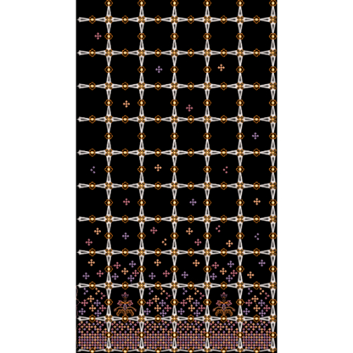 Royalty Free Geometric Net Embroidery Design with Gold Thread Work