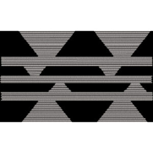 Monochrome Geometric Stripe and Triangle Textile Print on Black Background
