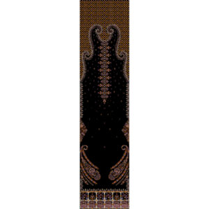 Royalty Free Ornamental Neckline Panel Embroidery Design with Gold Thread Work