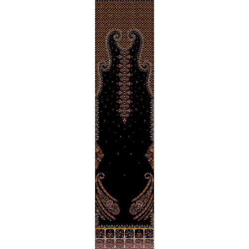Royalty Free Ornamental Neckline Panel Embroidery Design with Gold Thread Work