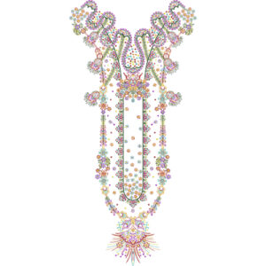 Royalty Free Floral Neckline Embroidery Design with Elegant Multicolor Thread Work