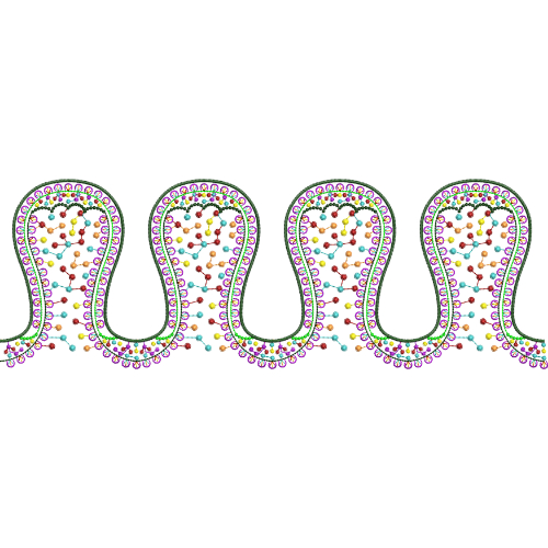 Royalty Free Decorative Wave Border Embroidery Design with Multicolor Thread Work