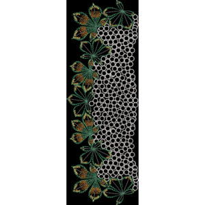Modern Floral Border Design with Circular Pattern Detailing on Black Background for Textile Prints