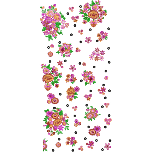 Colorful Scattered Floral Pattern Design in Pink and Orange on Light Background for Textile Prints