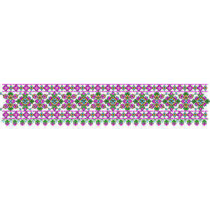 Colorful Floral Decorative Border Design in Pink and Green on Light Background for Textile Prints