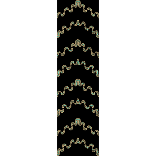 Elegant Repeating Scalloped Border Pattern with Stone Detailing on Black Background for Textile Prints