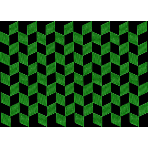 Modern Geometric Chevron Pattern Design in Green on Black Background for Textile Prints