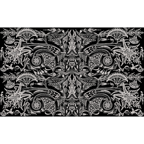 Luxury Gold Ornamental Front Panel Design with Chevron Pattern on Black Background for Textile Prints
