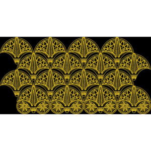 Luxury Gold Art Deco Fan Border Design on Black Background for Textile Prints
