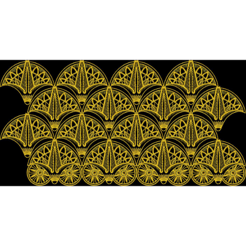 Luxury Gold Art Deco Fan Border Design on Black Background for Textile Prints