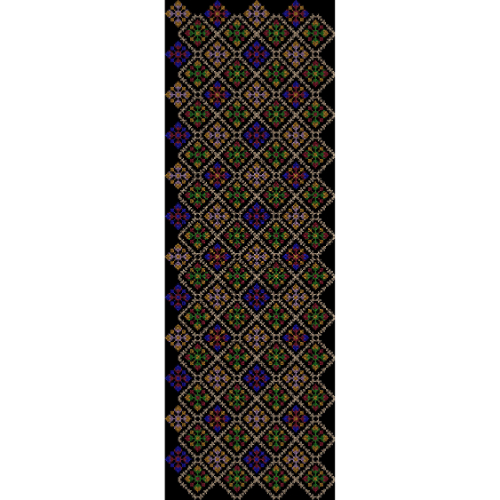 Traditional Multicolor Geometric All-Over Pattern Design on Black Background for Textile Prints
