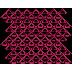 Modern Scalloped Geometric Pattern Design in Pink on Black Background for Textile Prints