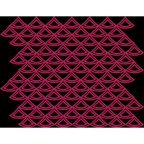 Modern Scalloped Geometric Pattern Design in Pink on Black Background for Textile Prints