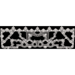 Luxury White Lace Inspired Ornamental Border Design on Black Background for Textile Prints