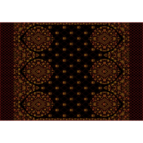 Luxury Ornamental Floral All-Over Pattern Design in Gold and Red on Dark Background for Textile Prints