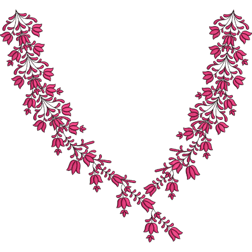 Royalty Free Floral Neckline Embroidery Design with Elegant Pink Thread Work