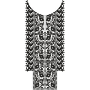 Traditional Floral Neckline Embroidery Design with Paisley Motifs