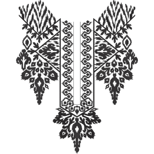 Traditional Ikat-Inspired Geometric Neckline Textile Print Design