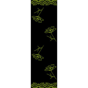 Minimal Green Floral Line Art Panel Textile Print Design