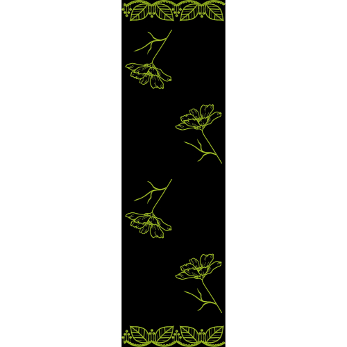 Minimal Green Floral Line Art Panel Textile Print Design