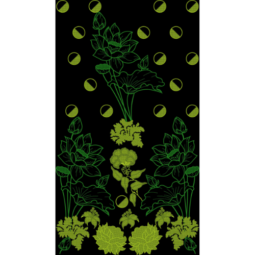 Decorative Floral Composition with Polka Accent Textile Print Design