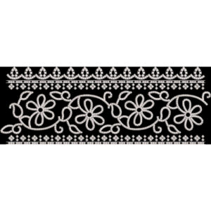 Royalty Free Floral Lace Border Embroidery Design with White Thread Work