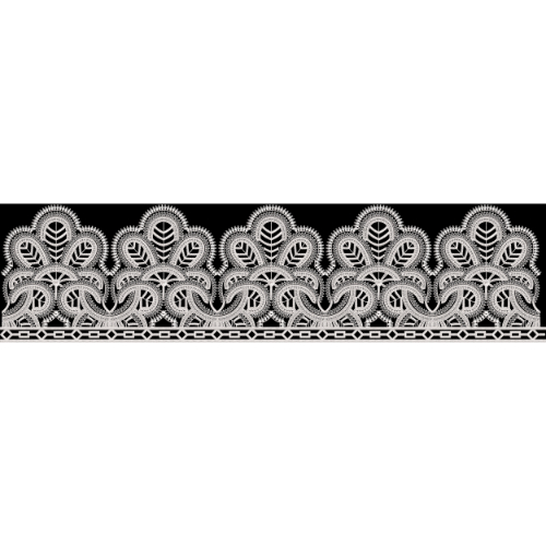 Classic White Ornamental Embroidery Border Textile Print Design