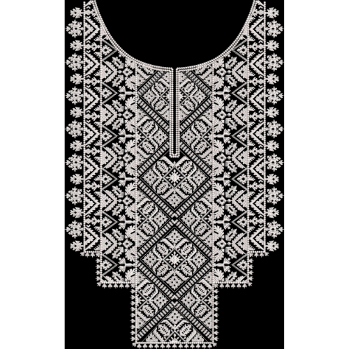 Traditional Geometric Embroidery Neckline Panel Textile Design