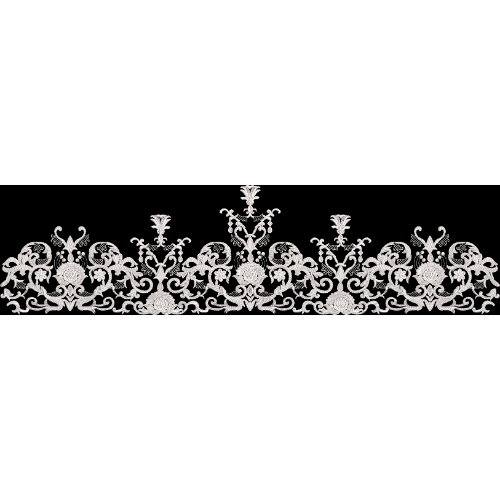 Royalty Free Ornamental Floral Border Embroidery Design with White Thread Work
