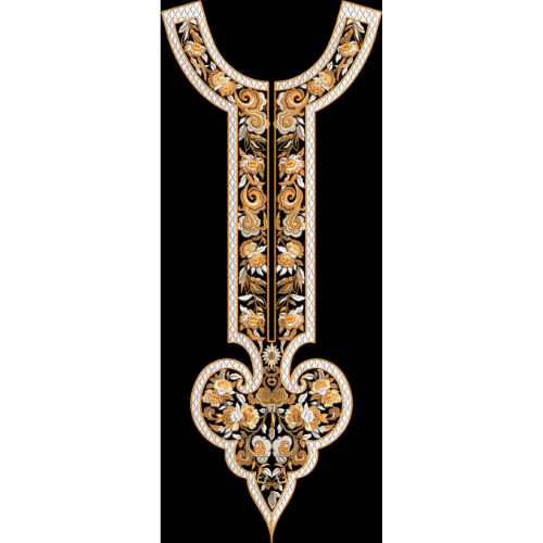 Luxury Ornamental Floral Embroidery Neckline Panel Textile Design