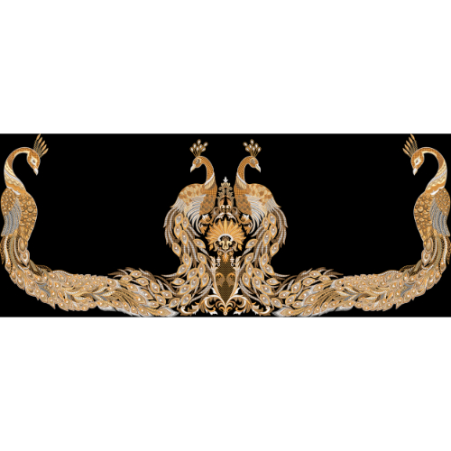 Royal Peacock Embroidery Border Textile Print Design