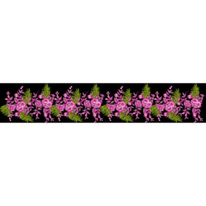 Elegant Blue Floral Vine Border Textile Print Design