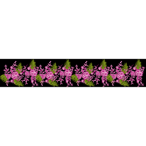 Elegant Blue Floral Vine Border Textile Print Design
