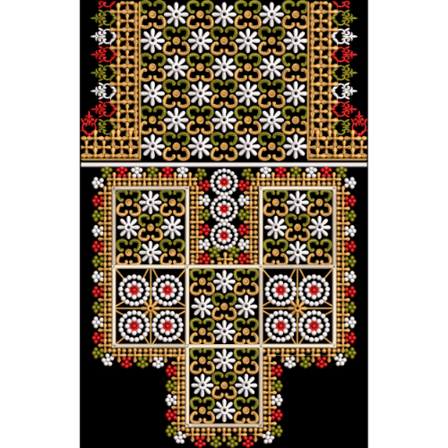 Traditional Geometric Floral Embroidery Neckline Panel Textile Design