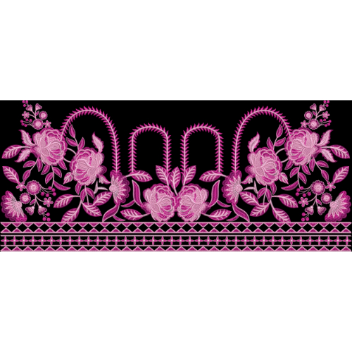 Elegant Pink Floral Embroidery Border Textile Design
