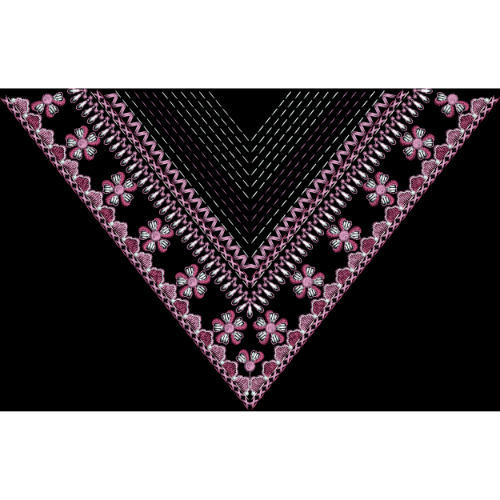 Pink Floral Chevron Embroidery Panel Textile Design