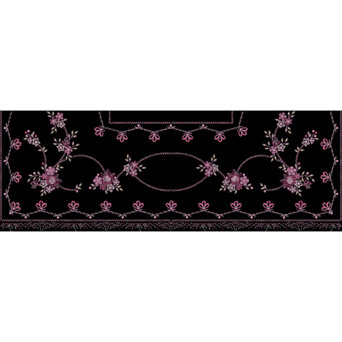 Delicate Pink Floral Vine Border Embroidery Textile Design