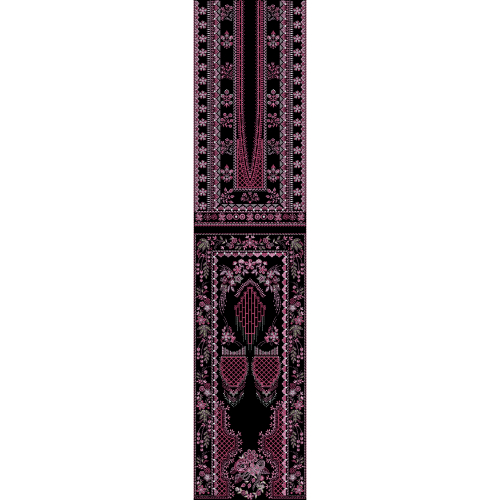 Intricate Pink Floral Embroidery Neckline Panel Textile Design