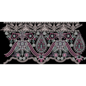 Royalty Free Decorative Lace Border Embroidery Design with Multicolor Thread Work