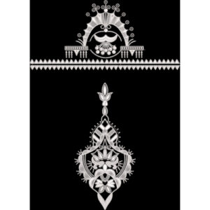 Elegant Monochrome Mughal Motif Embroidery Design