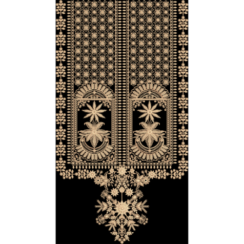 Traditional Gold Ethnic Panel Embroidery Design