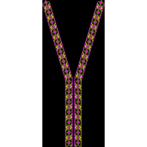 Colorful Geometric Neckline Panel Embroidery Design