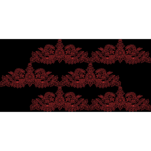Classic Red Ornamental Floral Border Embroidery Design