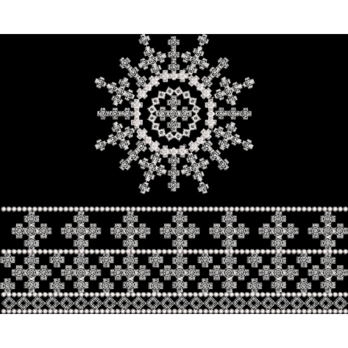 White Geometric Mandala Embroidery with Traditional Border Pattern