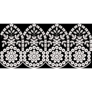 Royalty Free Lace Border Embroidery Design with White Floral Thread Work
