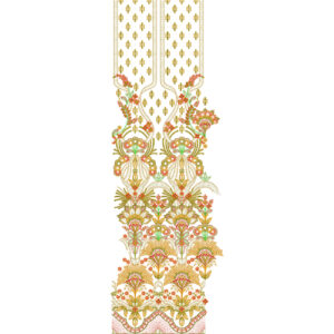 Royalty Free Traditional Floral Panel Embroidery Design with Gold Thread Work