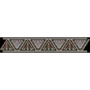 Royalty Free Geometric Border Embroidery Design with Traditional Multicolor Thread Work