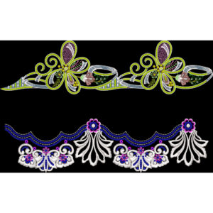 Royalty Free Decorative Floral Border Embroidery Design with Elegant Multicolor Thread Work