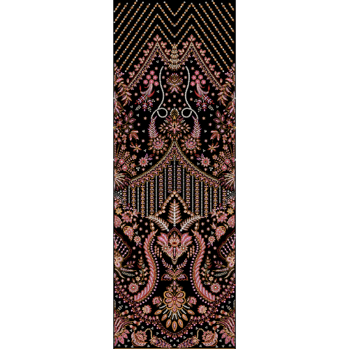 Royalty Free Heavy Vertical Panel Embroidery Design with Floral and Geometric Multicolor Thread Work