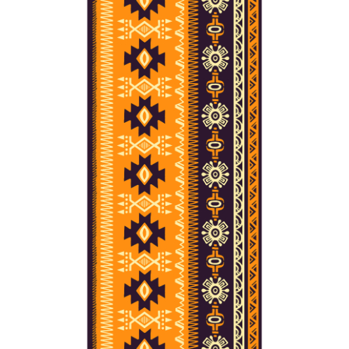 Bold Tribal Geometric Border Textile Print in Mustard Yellow and Black